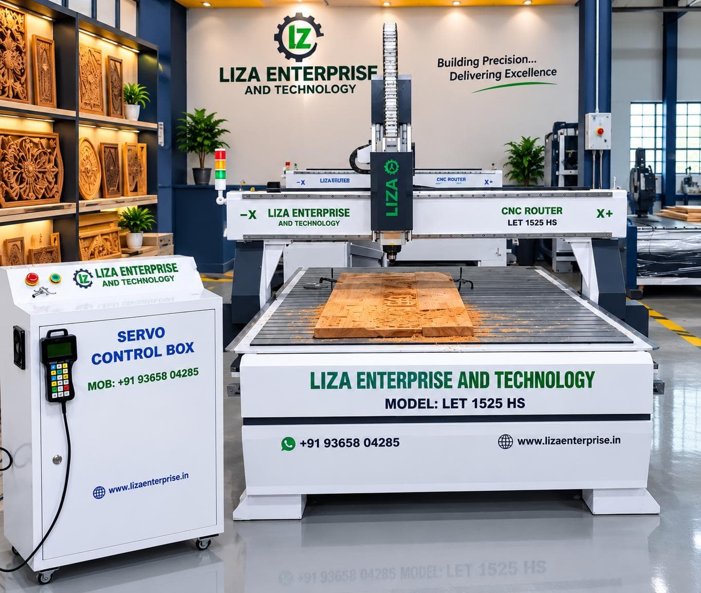 Liza CNC router machine in a polished workshop setup